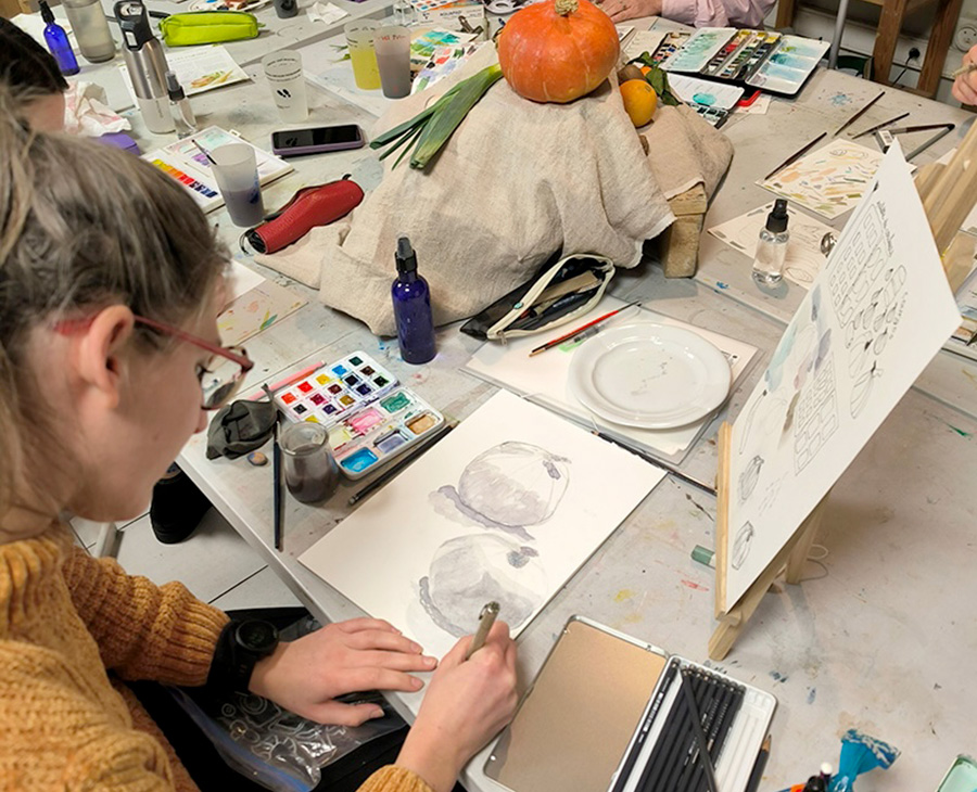 Mathilde Guillot, ateliers hebdomadaires aquarelle